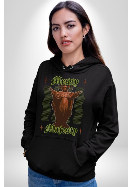 Dağınık Majestileri Hıristiyan Sokak Stili Erkek Kadın Siyah Dijital Baskılı Kapüşonlu Sweatshirt Hoodie