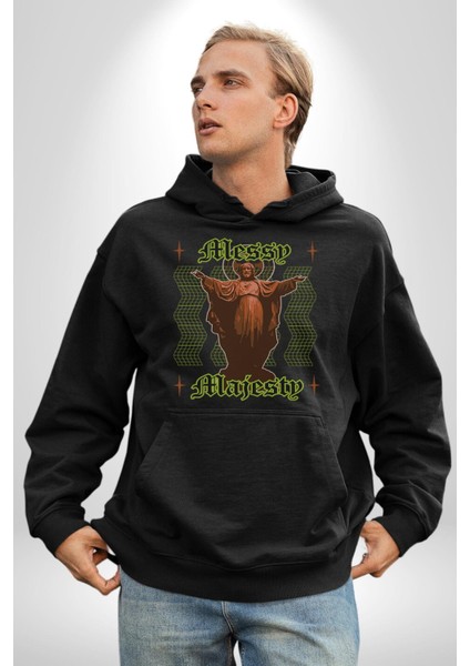 Dağınık Majestileri Hıristiyan Sokak Stili Erkek Kadın Siyah Dijital Baskılı Kapüşonlu Sweatshirt Hoodie