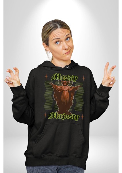 Dağınık Majestileri Hıristiyan Sokak Stili Erkek Kadın Siyah Dijital Baskılı Kapüşonlu Sweatshirt Hoodie