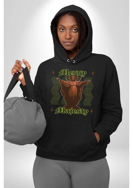Dağınık Majestileri Hıristiyan Sokak Stili Erkek Kadın Siyah Dijital Baskılı Kapüşonlu Sweatshirt Hoodie