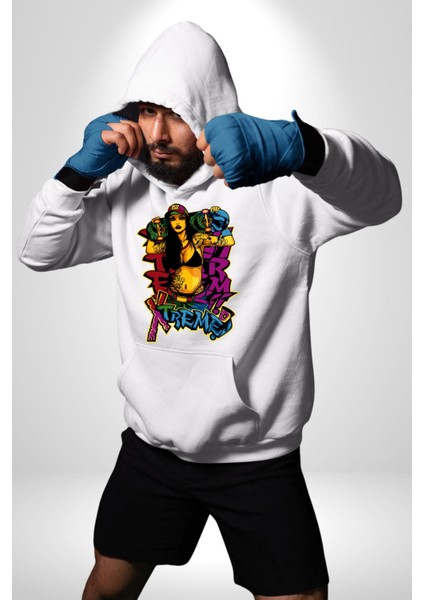 Kayakcı Kız Erkek Kadın Beyaz Dijital Baskılı Kapüşonlu Sweatshirt Hoodie modelleri