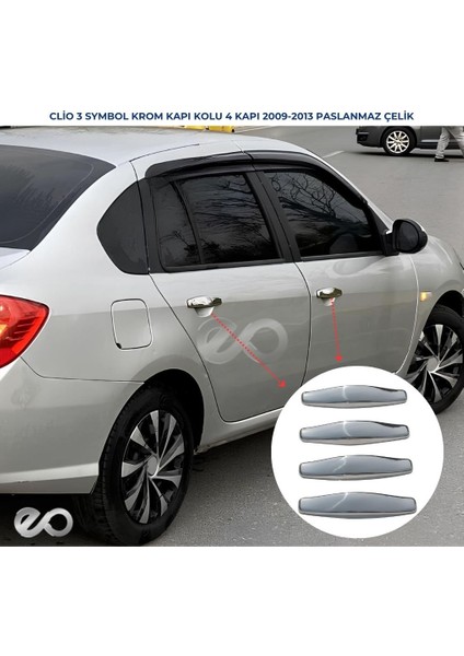 Renault Clio 3 Symbol Krom Kapı Kolu 4 Prç. 2009-2013 P.çelik