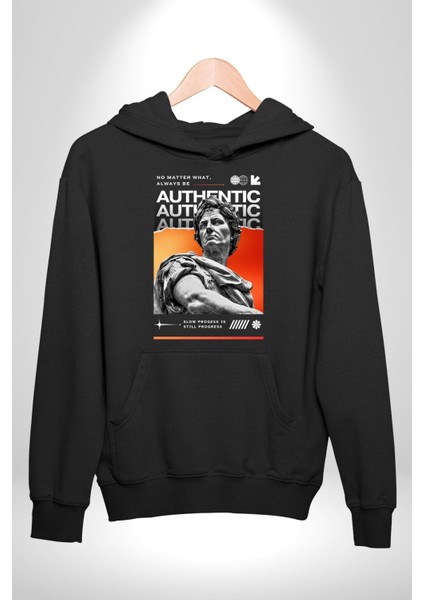 Julius Sezar Antil Heykel Erkek Kadın Siyah Dijital Baskılı Kapüşonlu Sweatshirt Hoodie