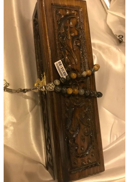 Jasper Tespih Doğal Taş Tesbih Gümüş Imameli Ahşap Kutulu indirimleri
