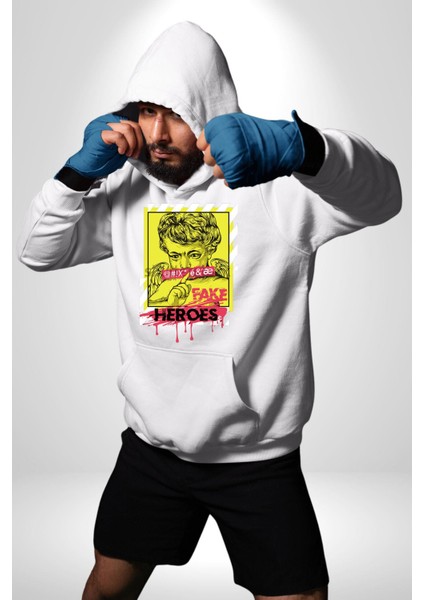 Aşk Meleği Sahte Melek Sus Erkek Kadın Beyaz Dijital Baskılı Kapüşonlu Sweatshirt Hoodie