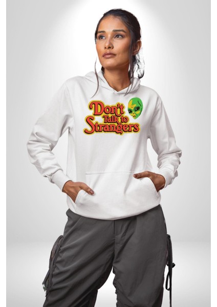 Uzaylı Yabancılarla Konuşma Erkek Kadın Beyaz Dijital Baskılı Kapüşonlu Sweatshirt Hoodie fırsatları