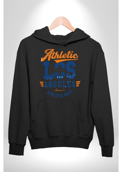 Atletic Los Angeles Erkek Kadın Siyah Dijital Baskılı Kapüşonlu Sweatshirt Hoodie fiyatları