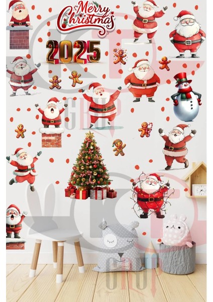 Yeni Yıl Yılbaşı Hoşgeldin 2025 Yeni Sezon Cam Kapı Duvar Sticker Seti