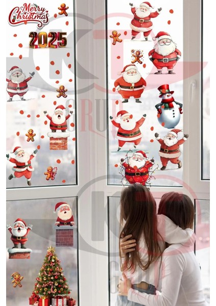 Yeni Yıl Yılbaşı Hoşgeldin 2025 Yeni Sezon Cam Kapı Duvar Sticker Seti modelleri