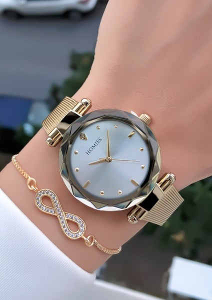 Çelik Kadın Kol Saati 3 Atm Su Geçirmezlik Faturalı Bileklik Hediyeli