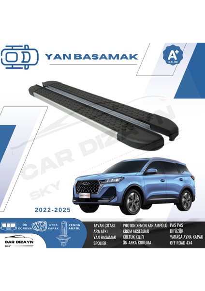 Chery Tiggo 8 Pro Nirvana Alüminyum Yan Basamak Marşpiyel Koruma 2022-2025