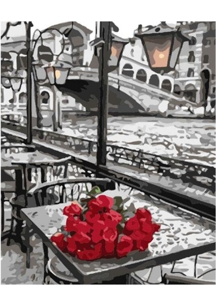 Masadaki Gül Sayılarla Boyama Seti Kasnaklı