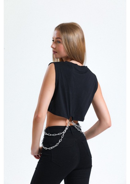 Guns N' Roses Zincir Detayla Crop Top Atlet fırsatları