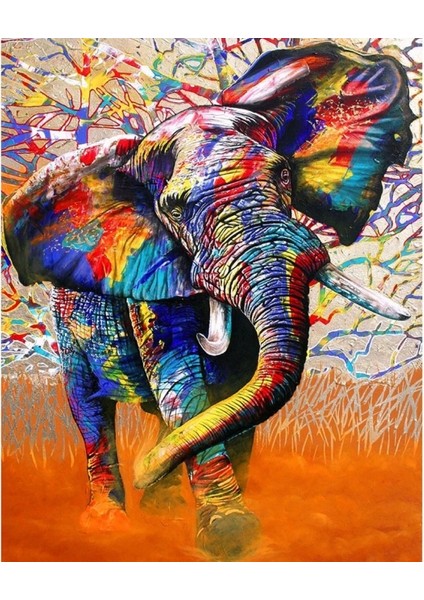 Koşan Fil Sayılarla Boyama Seti Kasnaklı