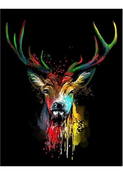 Renk ve Geyik Sayılarla Boyama Seti Kasnaklı