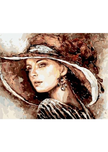 Büyük Şapkalı Lady Sayılarla Boyama Seti Kasnaklı