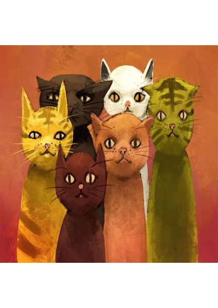 Kedilerin Bakışı Sayılarla Boyama Seti Kasnaklı