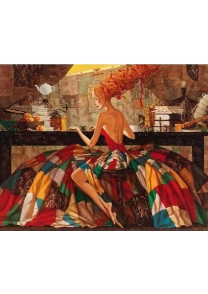 Renkli Kadın 3 Sayılarla Boyama Seti Kasnaklı