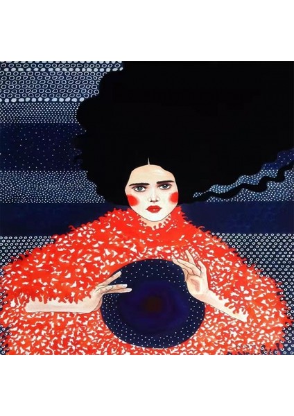 Modern Kadın 2 Sayılarla Boyama Seti Kasnaklı