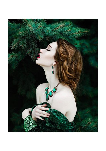 Yeşil Çam Modeli Sayılarla Boyama Seti Kasnaklı