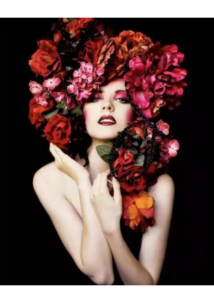 Kadının Çiçek Duruşu 10 Sayılarla Boyama Setikasnaklı