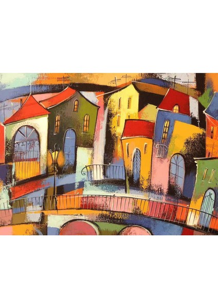 Renkli Evler 2 Sayılarla Boyama Seti Kasnaklı