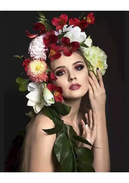 Kadının Çiçek Duruşu 5 Sayılarla Boyama Setikasnaklı