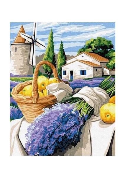 Değirmendeki Lavanta Sayılarla Boyama Seti Kasnaklı