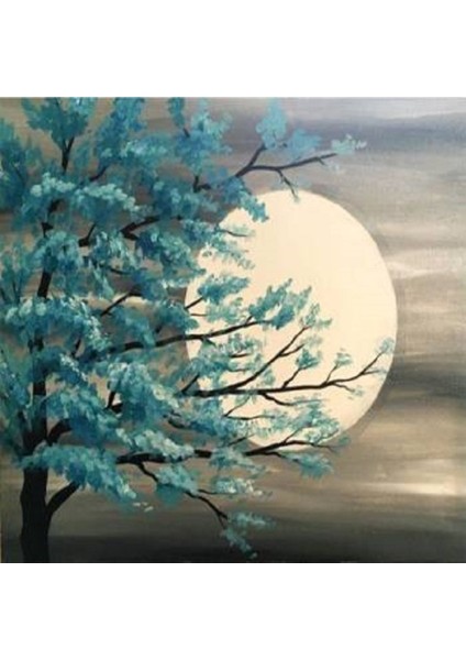 Dolunay Manzarası Sayılarla Boyama Seti Kasnaklı