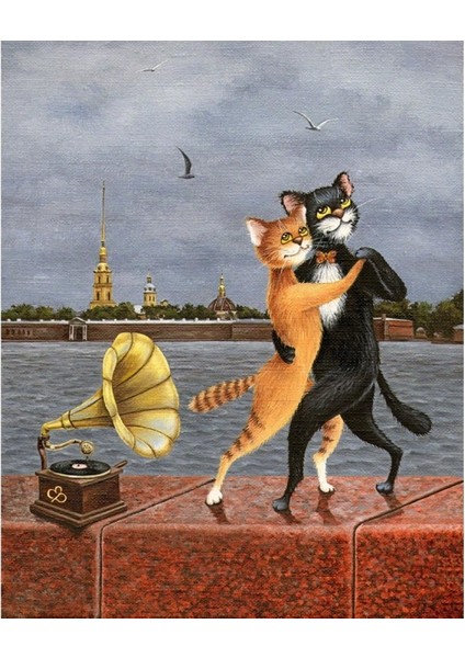 Kedilerin Dansı Sayılarla Boyama Seti Kasnaklı