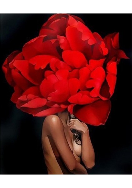 Çiçek Kadın 25 Sayılarla Boyama Seti Kasnaklı