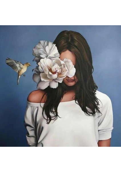 Çiçek Kadın 4 Renkli Sayılarla Boyama Seti Kasnaklı