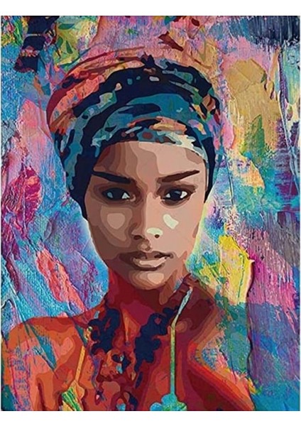 Afrikalı Güzel 6 Sayılarla Boyama Seti Kasnaklı