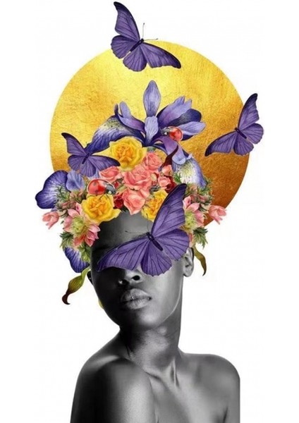 Çiçek Kadın 30 Sayılarla Boyama Seti Kasnaklı