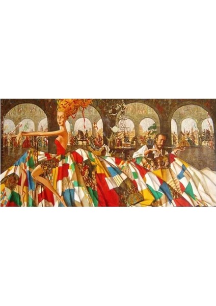 Renkli Elbise Sayılarla Boyama Seti Kasnaklı