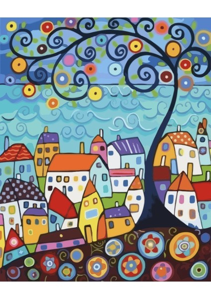 Sarmal Evler Sayılarla Boyama Seti Kasnaklı