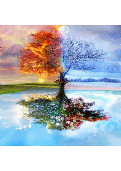 Dolunay ve Ağaç Sayılarla Boyama Seti Kasnaklı