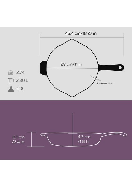 Döküm Yuvarlak Kızartma Tavası Döküm Demir Yekpare Saplı. ÇAP(Ø)28CM indirimleri