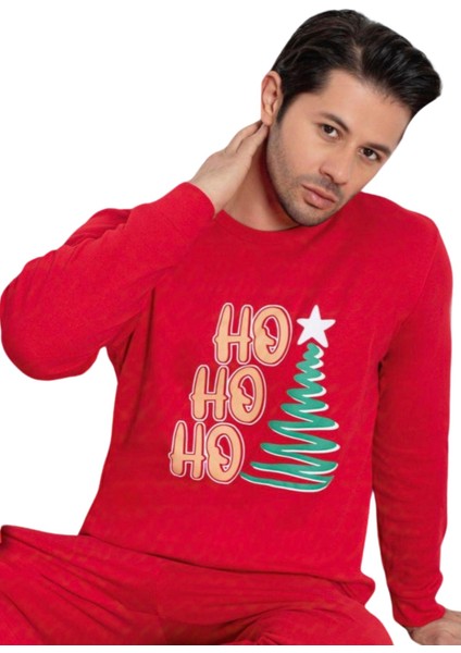 Baskılı Pamuk Erkek Yeni Yıl Pijama Takımı (Ho Ho Ho) fiyatları