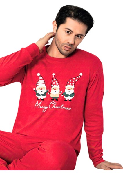 Baskılı Pamuk Erkek Yeni Yıl Pijama Takımı (Noel Baba) fiyatları