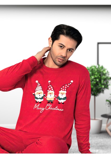 Baskılı Pamuk Erkek Yeni Yıl Pijama Takımı (Noel Baba) modelleri