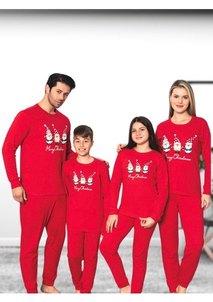 Baskılı Pamuk Erkek Yeni Yıl Pijama Takımı (Noel Baba) indirimleri