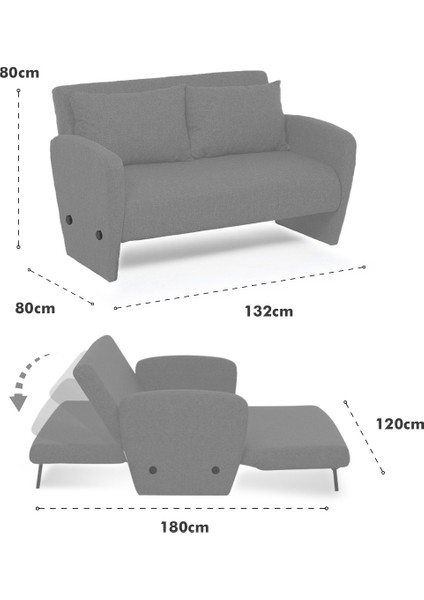 Hiro İkili Katlanır Yataklı Koltuk Soho Petrol