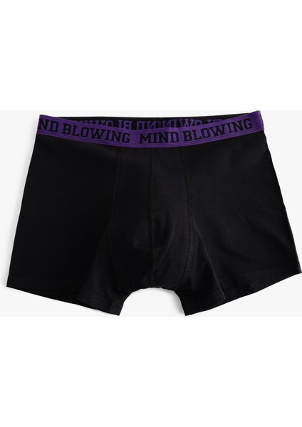 Slogan Baskılı Bel Detaylı Pamuklu 3'lü Boxer Seti