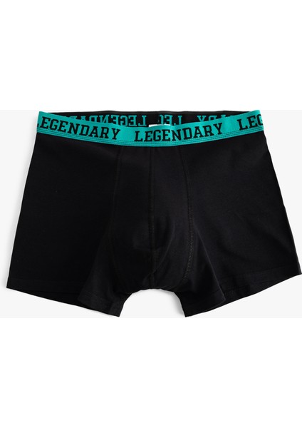 Slogan Baskılı Bel Detaylı Pamuklu 3'lü Boxer Seti