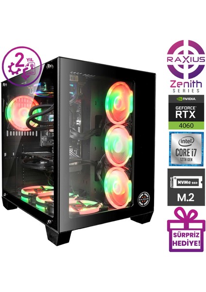 Zenith Z1 I7 4060-127F11 I7-12700F 32GB 512SSD RTX4060 W11P Gaming Masaüstü Bilgisayar
