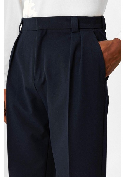 Lacivert Yüksek Bel Pileli Relaxed Fit Baggy Erkek Pantolon modelleri
