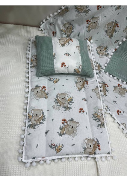 Poplin Kumaş ve Ponponlu Alt Açma , Yastık ve Battaniye 3'lü Set indirimleri