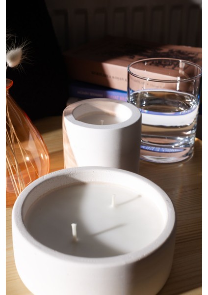 Amber Kokulu 2'li Beton Mum Seti | Modern Tasarım fiyatları