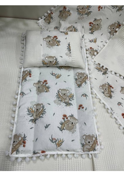 Poplin Kumaş ve Ponponlu Alt Açma , Yastık ve Battaniye 3'lü Set fırsatları